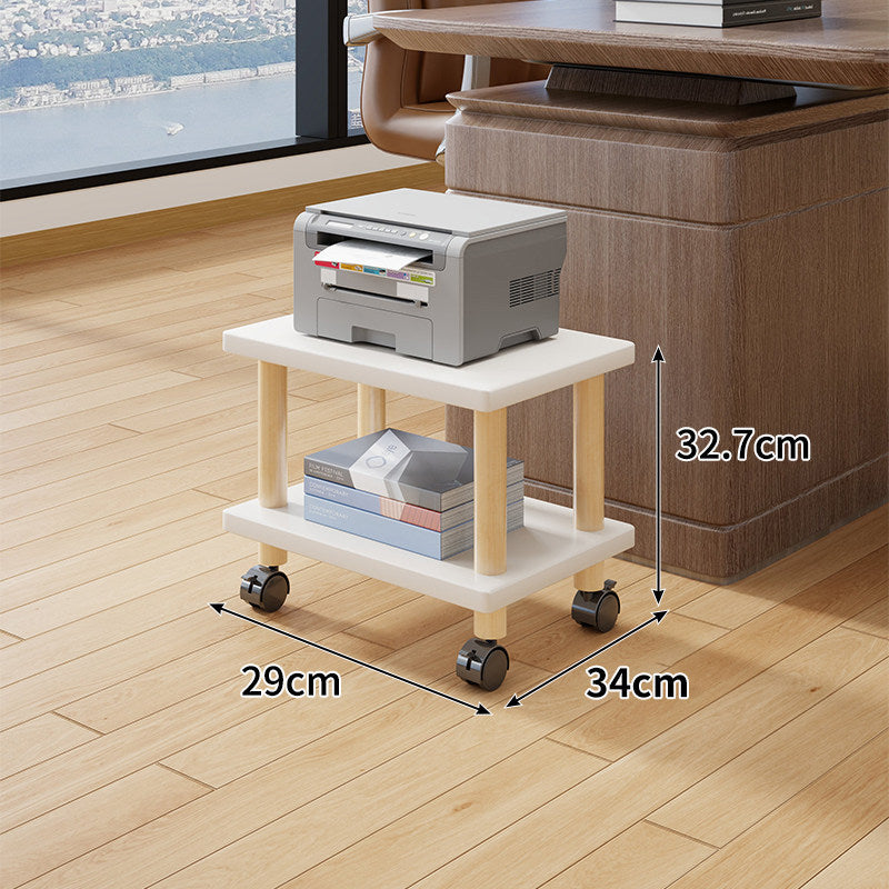 Compact Mobile Tiered Wooden Printer Stand with Swivel Casters