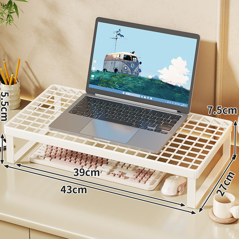 Elevated Mesh Laptop Stand Riser with Under-Keyboard Storage