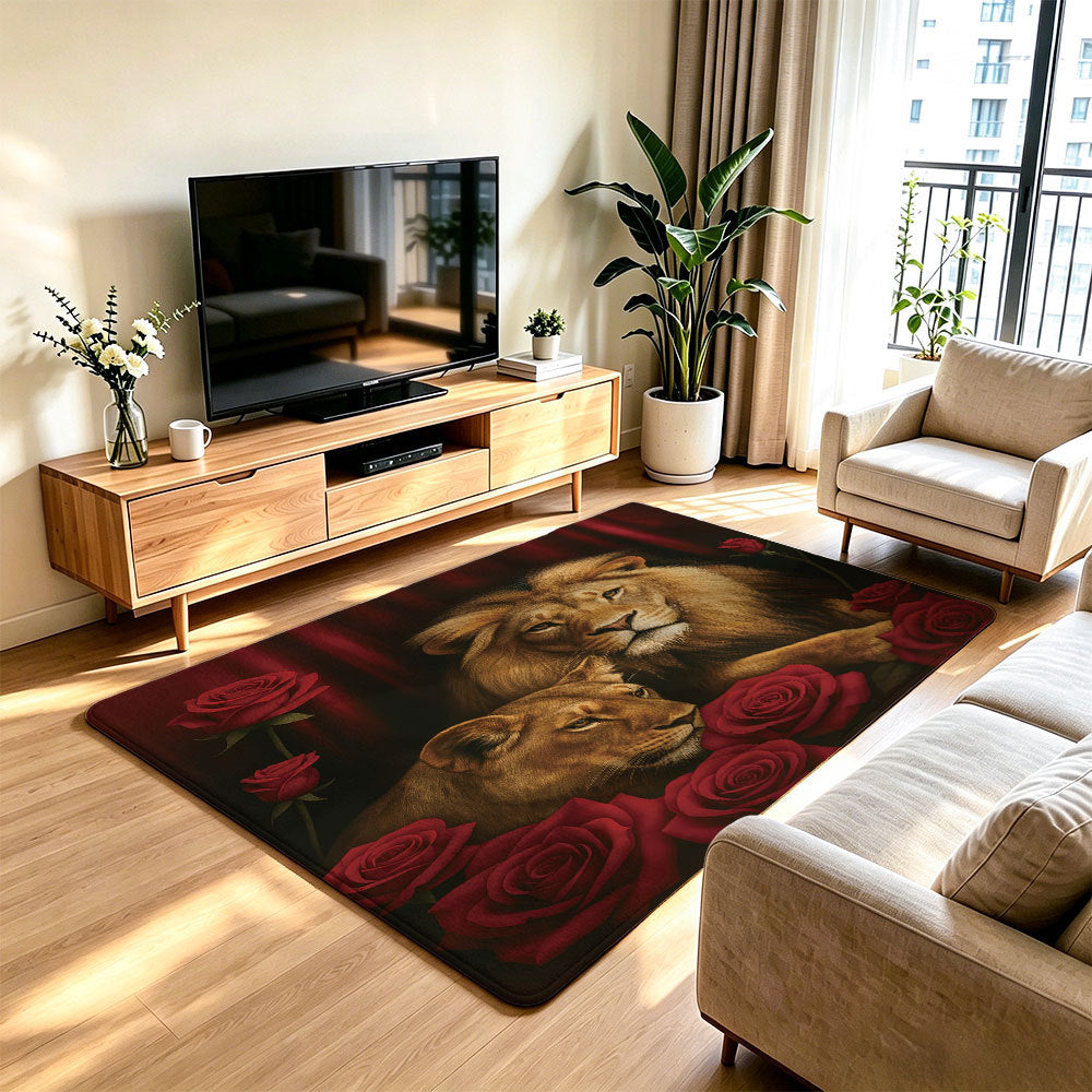 Artistic Lion Print Area Rug