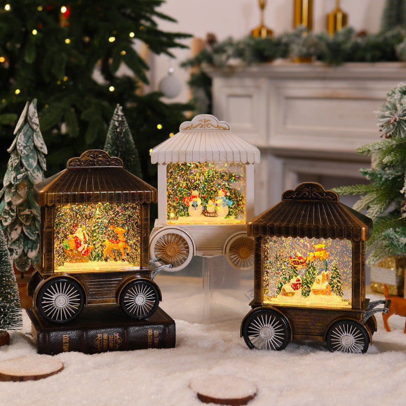 Decorative light lantern with snow globe
