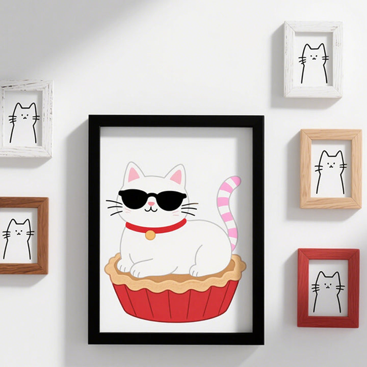 Playful Cat Illustration Frame