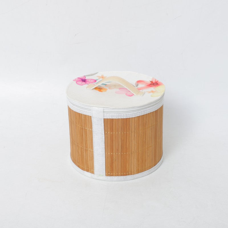 Storage basket with zipper and floral design