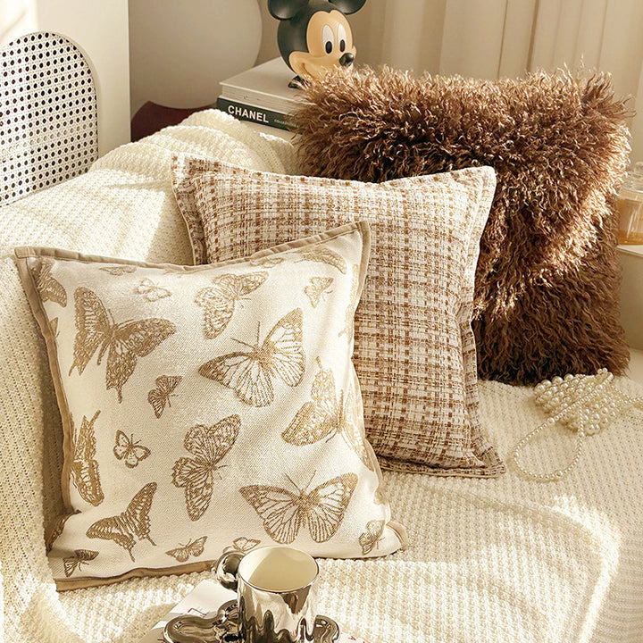 Embroidered Leaf Pattern Decorative Pillow