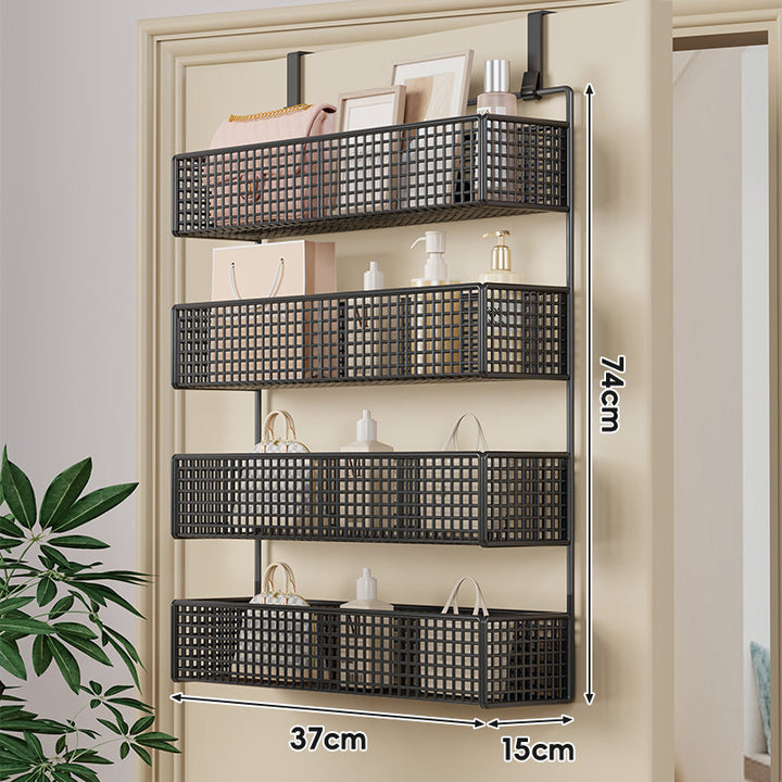 Over-Door Double-Tier Grid Hanging Storage Basket