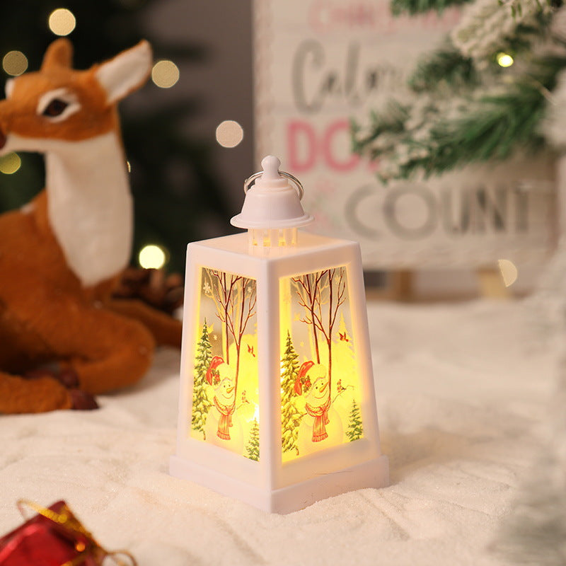 Decorative Christmas lantern with winter motifs