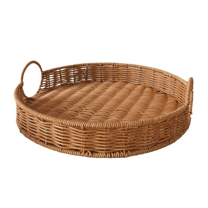 Round Rattan Serving Tray