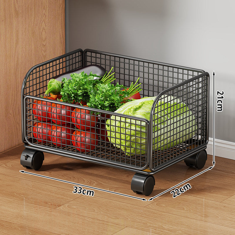 Two-Tier Metal Wire Kitchen Countertop Produce and Storage Rack with Removable Baskets
