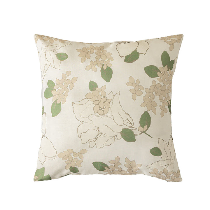 Cotton decorative pillow with raised dog tuft embroidery and contrasting piping