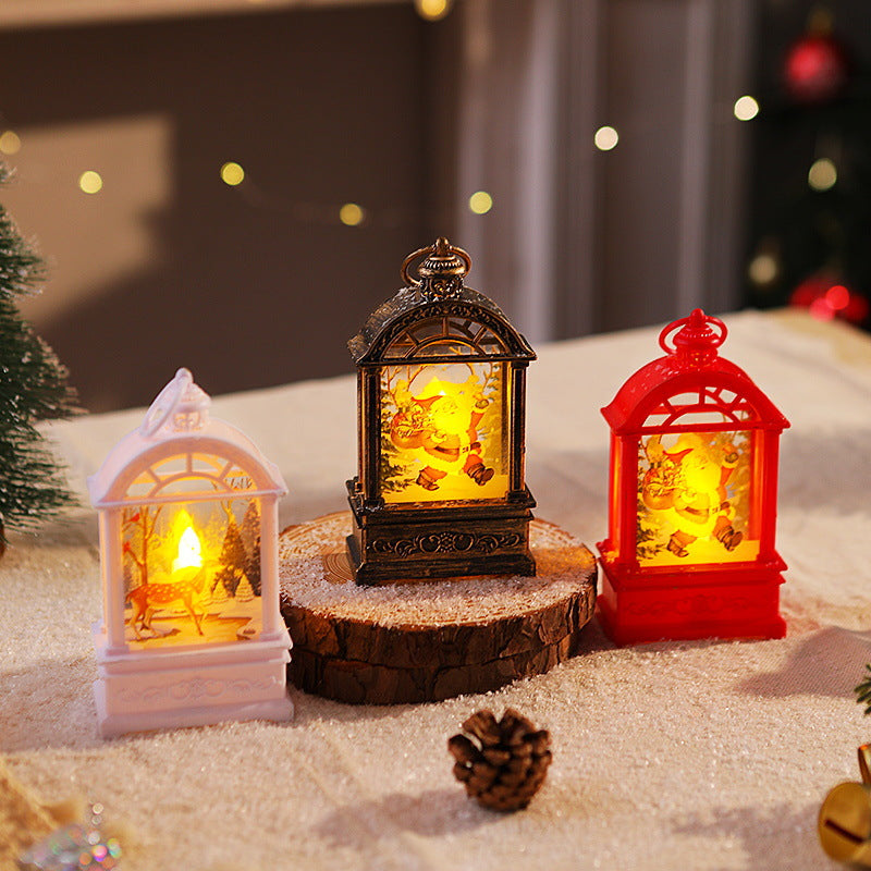 Decorative Christmas lantern with nostalgic Santa motif