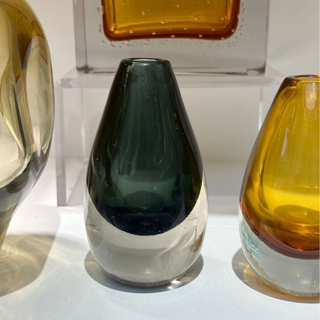 Hand-Blown Teardrop Weighted Glass Bud Vase