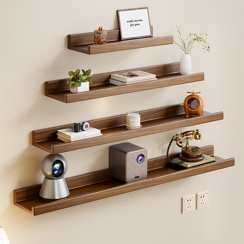 Wall-Mounted Floating Display Shelf with Raised Lip Concealed Brackets
