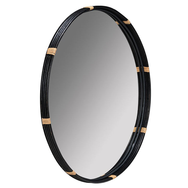 Round Decorative Wall Mirror With Braided Edge