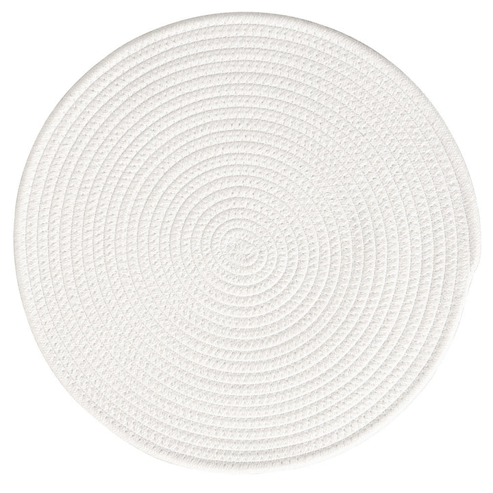 Braided round table mat made of cotton rope and sea grass with spiral structure