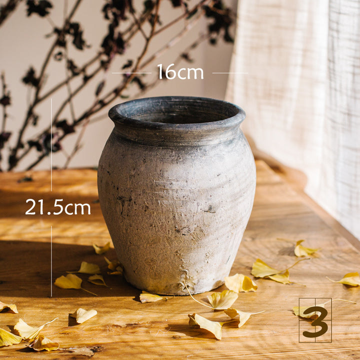 Rustic ceramic pot with handmade design