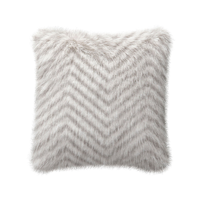 Square decorative cushion made of soft faux fur with inner cushion