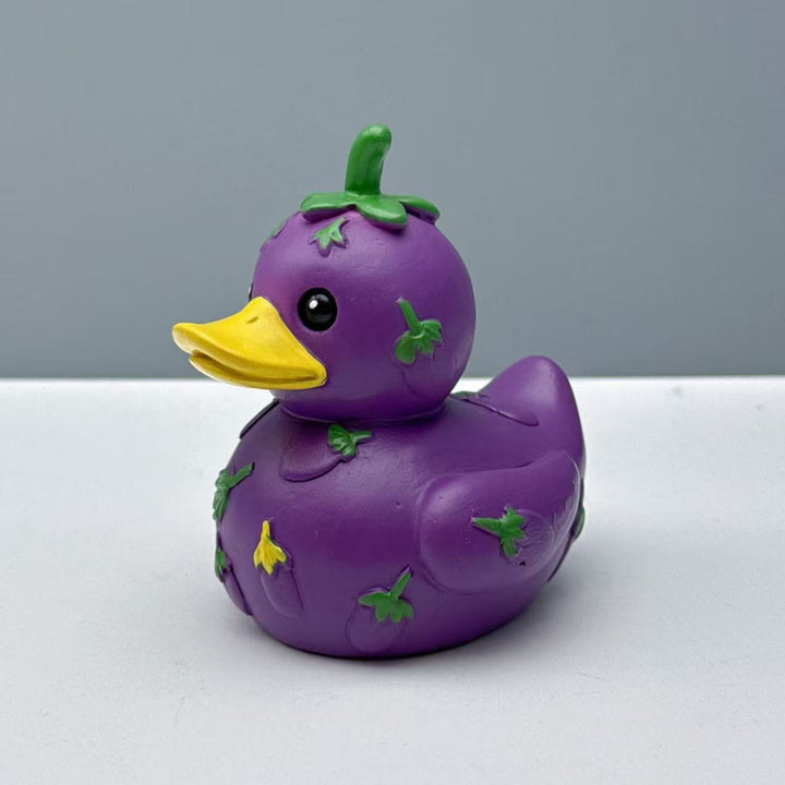Funny rubber duck with vegetable motif