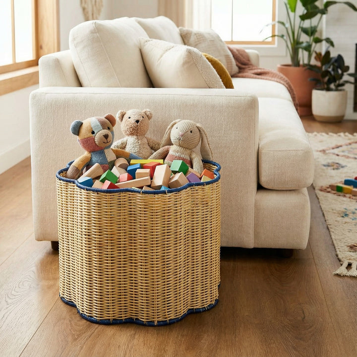 Stylish storage basket with wavy edge