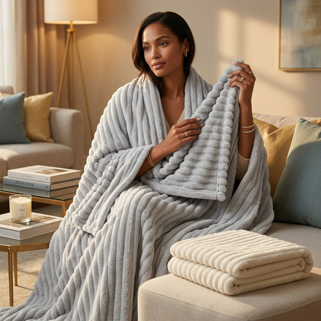 Ultra-Soft Textured Fleece Blanket
