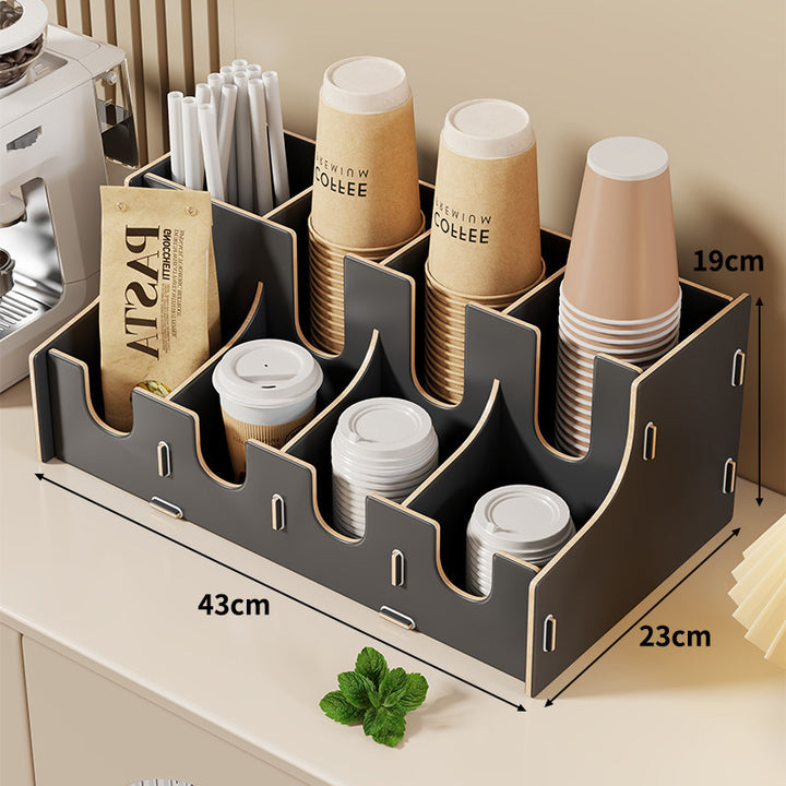 Modular Tiered Countertop Coffee Cup Lid and Straw Organizer