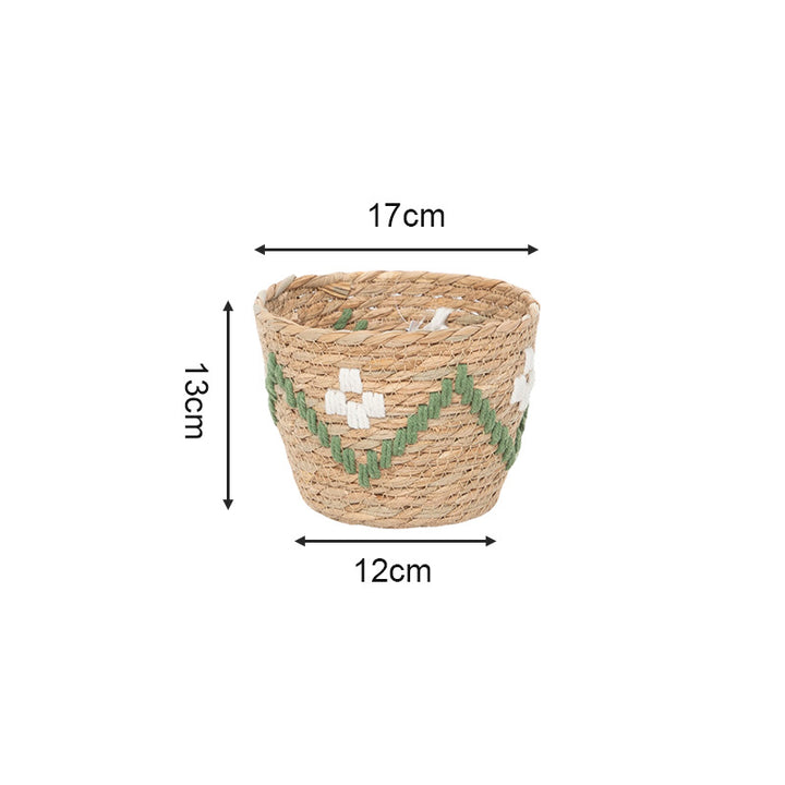 Handwoven decoration basket with colorful pattern