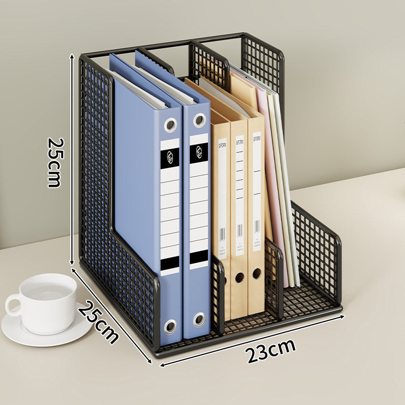 Modular Mesh Desktop File and Binder Organizer with Adjustable Dividers