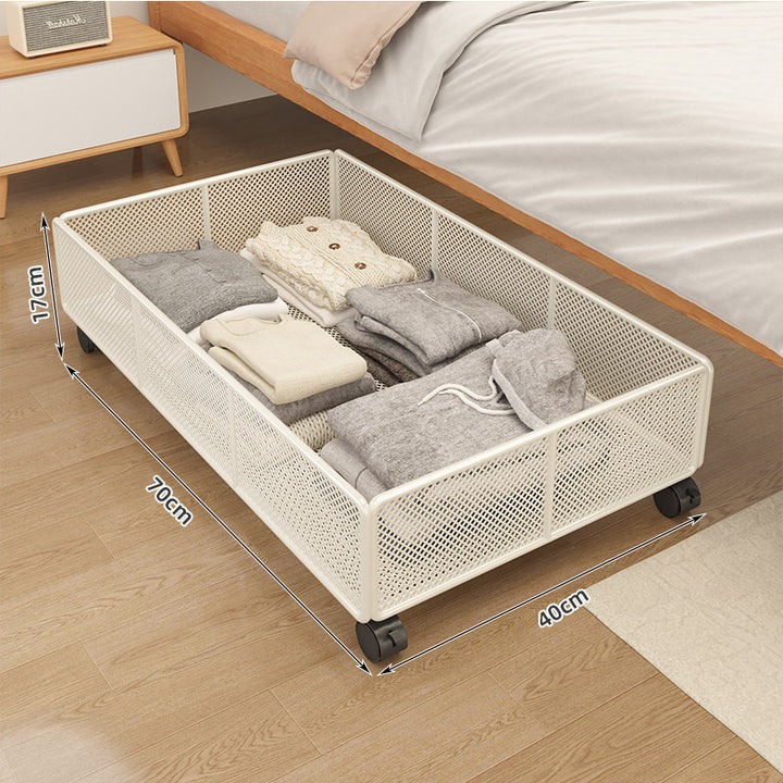 Under-bed storage container with wheels