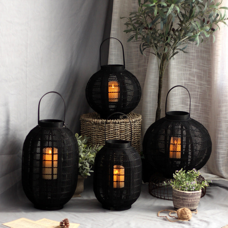 Elegant metal lantern with net design