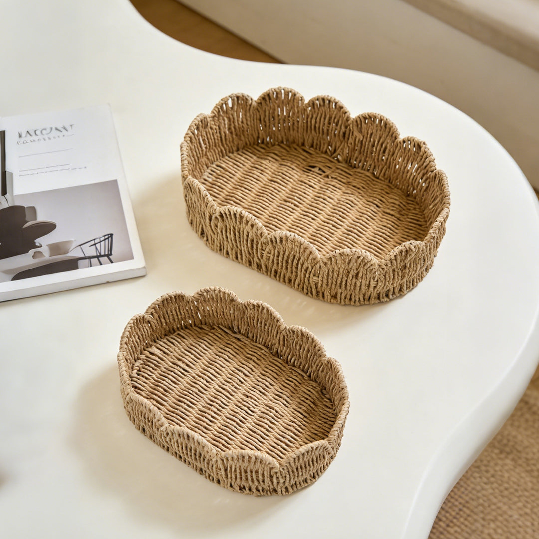 Decorative hand-woven storage basket