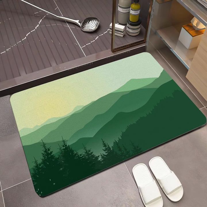 Scenic Mountain Landscape Bath Mat