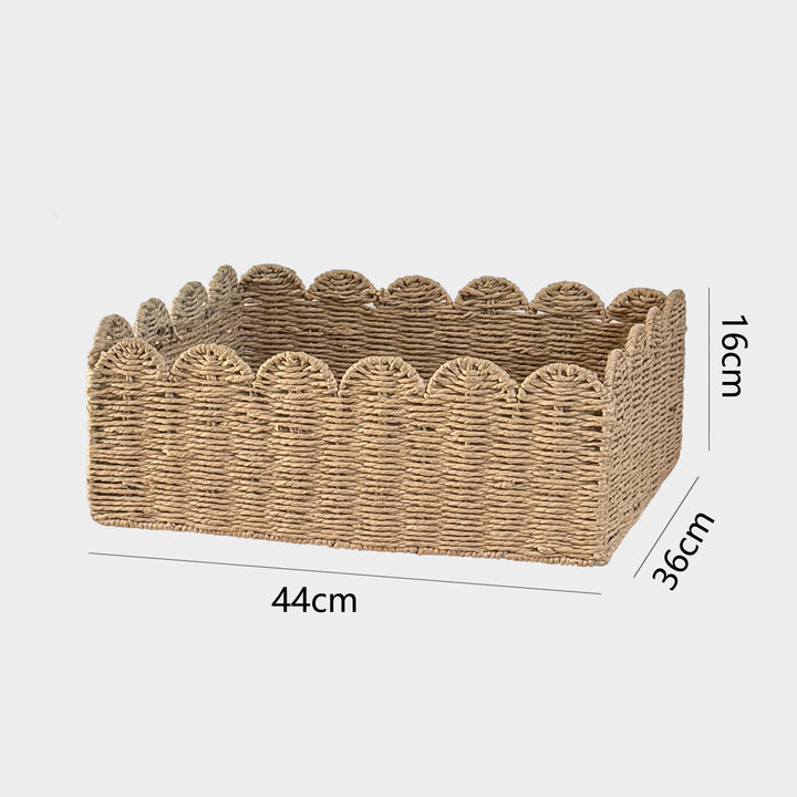 Handcrafted storage basket with playful wave edge