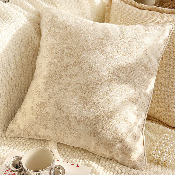 Embroidered Leaf Pattern Decorative Pillow