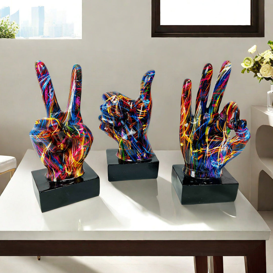 Stylish hand sculptures with colorful design