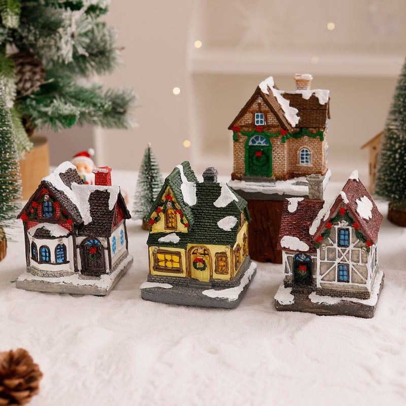 Decorative Christmas village with lights