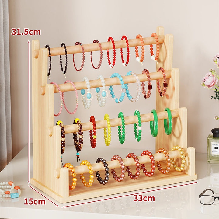 Two-Tier Wooden Bracelet and Bangle Display Stand Organizer