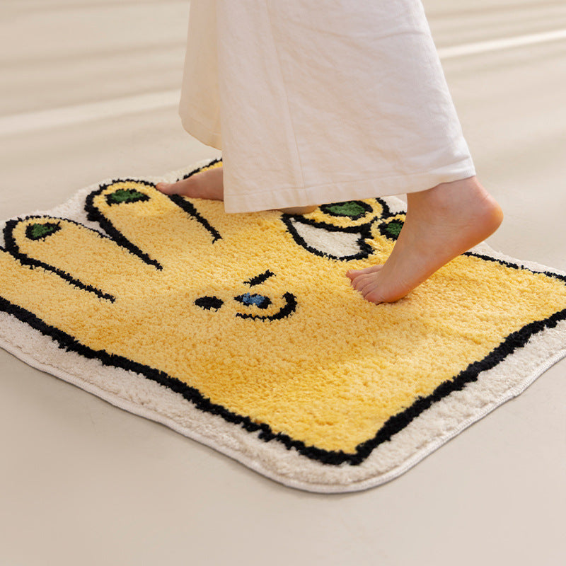 Funny hand-shaped bath mat made of non-slip microfiber plush