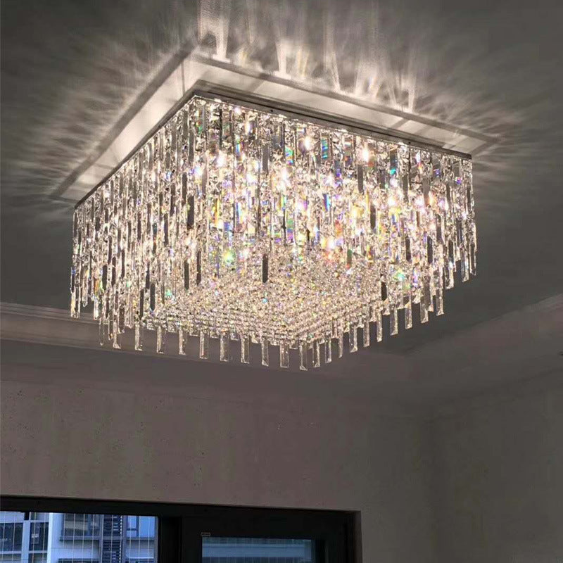 Contemporary crystal rectangular pendant light