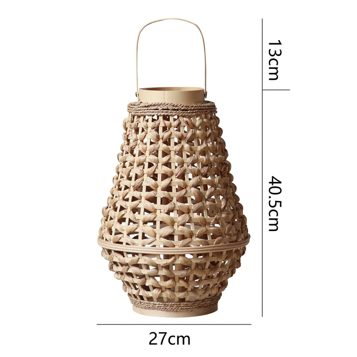 Elegant lantern made of braided rattan