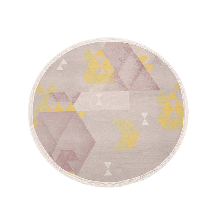 Round Decorative Living Room Carpet with Modern Geometric Pattern