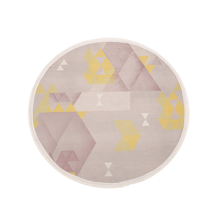 Round Decorative Living Room Carpet with Modern Geometric Pattern