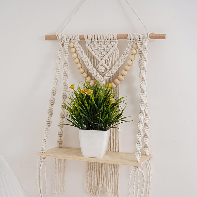 Macramé Wall Shelf with Decorative Beads