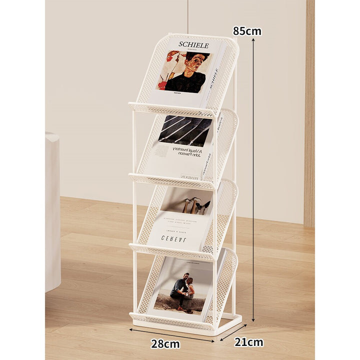 Vertical Four-Tier Metal Mesh Magazine and Brochure Display Stand