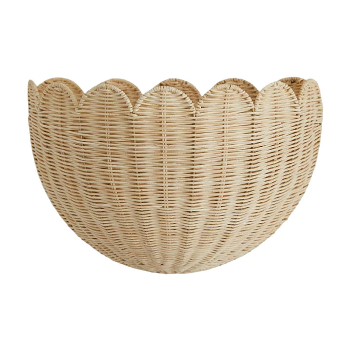 Handwoven wall basket with wave pattern
