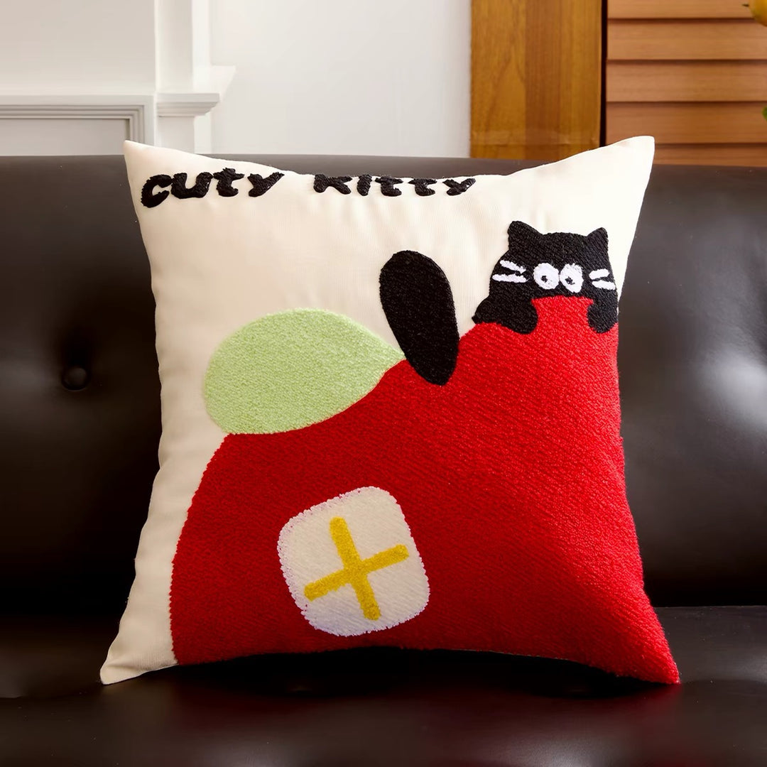 Decorative Cat-Themed Throw Pillow