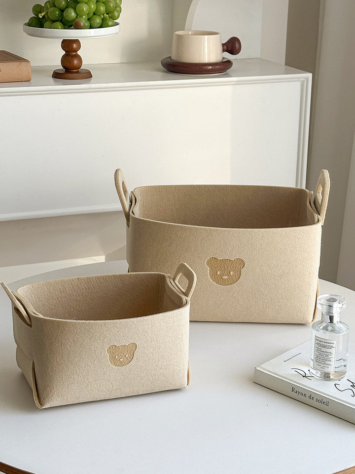 Felt Storage Baskets with Bear Design