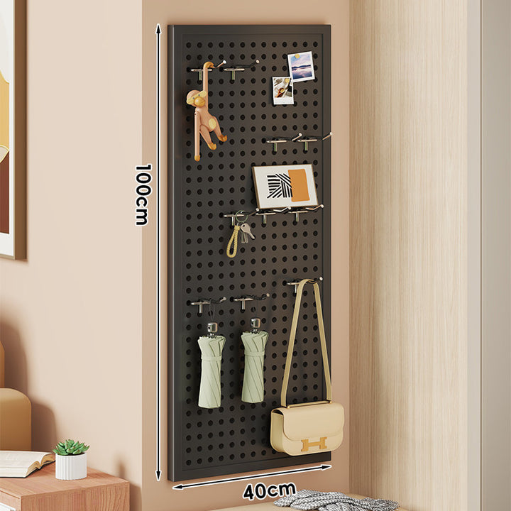 Wall-Mounted Perforated Pegboard Organizer Panel with Modular Hooks