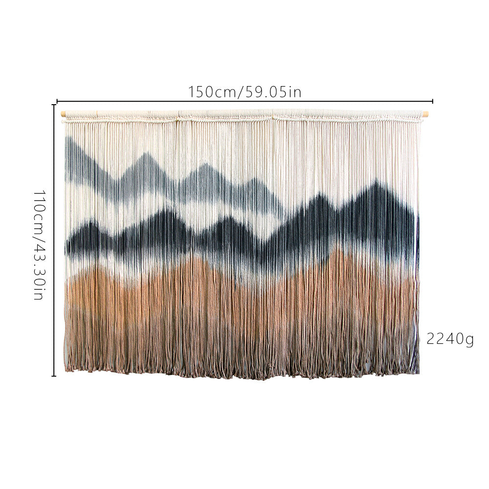 Elegant macrame wall hanging with artistic wave pattern