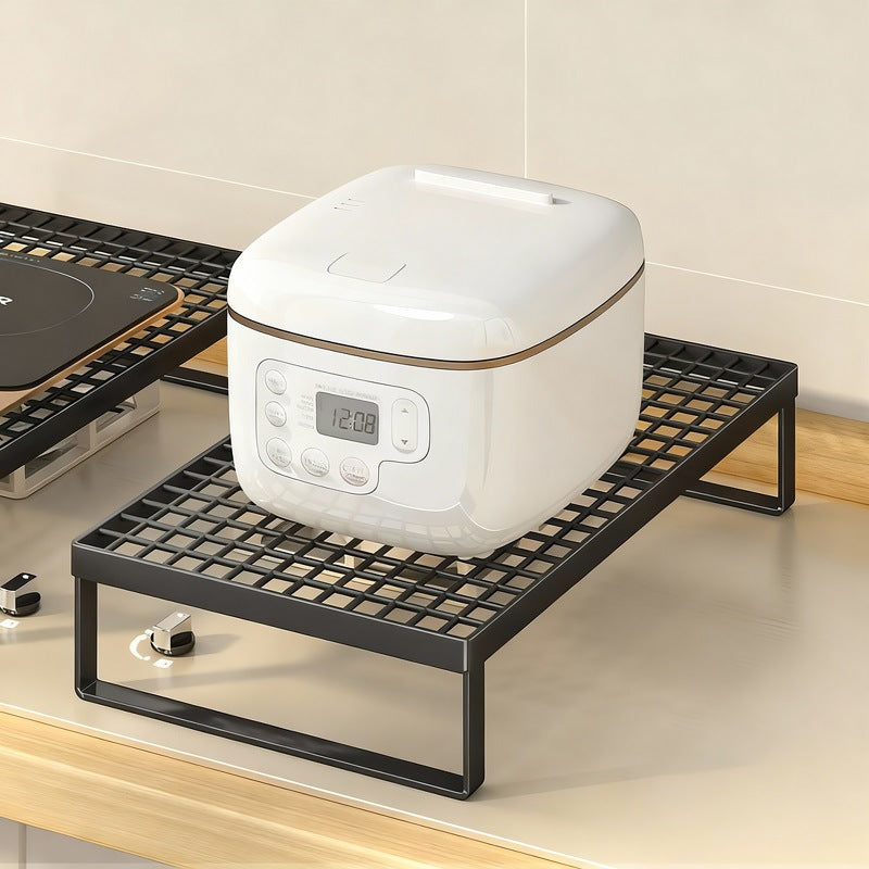 Elevated Stove Shelf Rack with Grid Top and Heat-Resistant Metal Frame