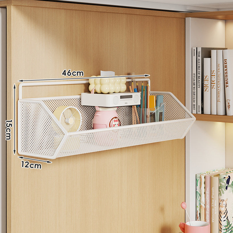 Wall-Mounted Rustproof Metal Mesh Storage Basket with Slim Hanging Rail