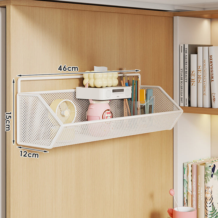 Wall-Mounted Rustproof Metal Mesh Storage Basket with Slim Hanging Rail