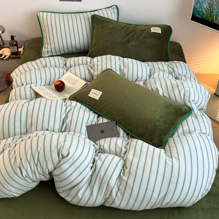 Soft Striped Plush Comforter Set
